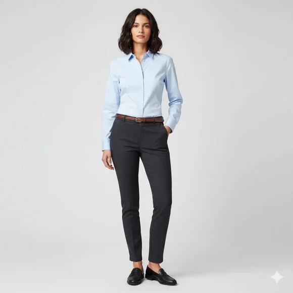 Aritzia Babaton Women’s Pants Pleated Straight Leg Trousers Whimsigoth navy blue - Picture 3 of 14